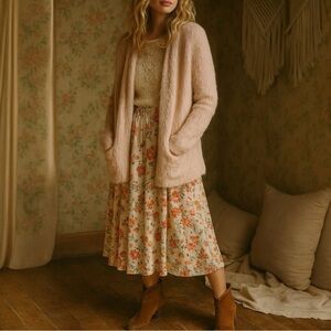 KNITTED & KNOTTED x ANTHROPOLOGIE Fluffy Eyelash Pocket Cardigan